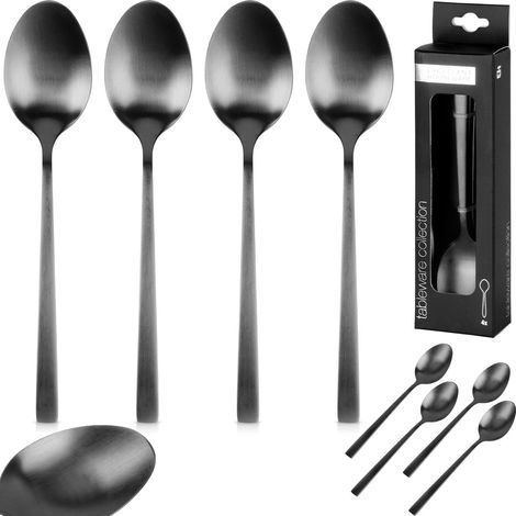 Cucharillas de té de acero negro, 4 unidades. (1/5)