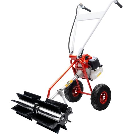 2-Stroke Gas Power Sweeper Broom, Lawn Brush Cleaner Gasoline Engine, Petrol Sweeper Broom with Handheld, Sweeper Cleanning Machine for Driveway Turf Snow Street Farm Construction Site Cleanning