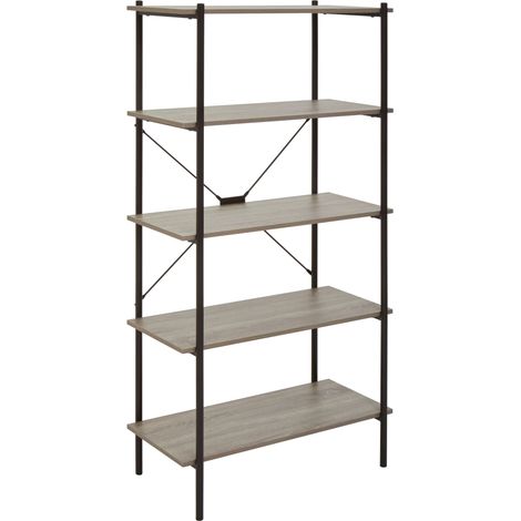 Interiors by Premier Versatile Five Tier Grey Oak Shelf Unit, Ample Storage Shelving Unit, Sturdy And Durable tall Cupboards (1/5)
