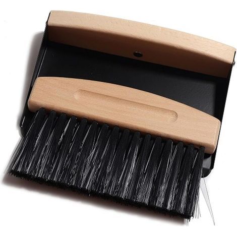 Dustpan and brush set, table broom, mini dustpan and brush, mini dustpan and brush, hand broom with dustpan, table brush, crumb brush (black) (1/5)
