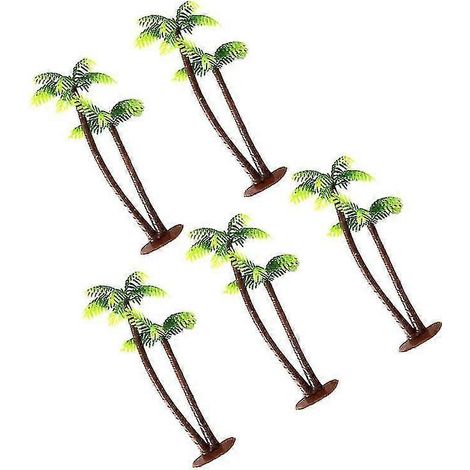 5-teiliges Zwillingsmodell Kokosnussbäume Parkstraße Diorama Landschaftsgestaltung Miniaturlandschaft (13 cm)