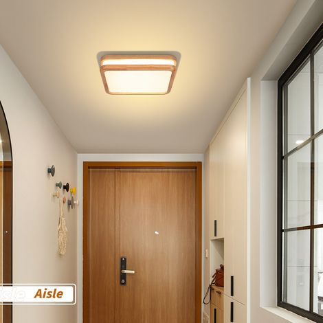 LED Ceiling Light Modern Industrial in Solid Wood Acrylic for Bathroom Hallway Island - Warm Light Square