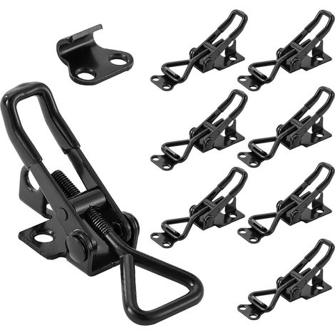 8x Verrou à ressort en métal noir, serre-rapide, Sauterelle de Serrage,Fermeture Remorque Rermeture à Levier Loquet à Bascule Pour les Caissons, les Tiroirs et les Fenêtres (1/5)