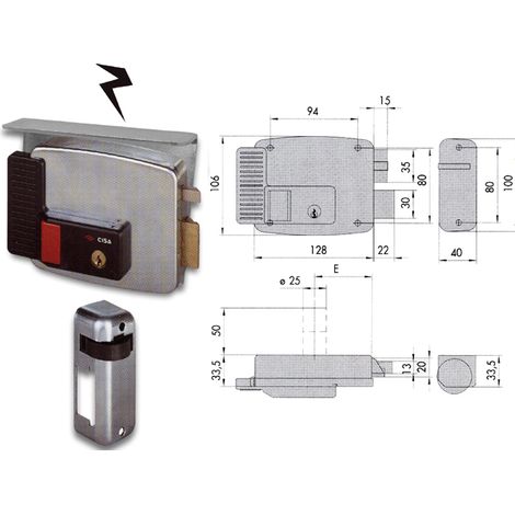 CISA SERRATURA METALLO APPLICARE ELETTRICA 11731 - CISA 1: E.MM 50 SX