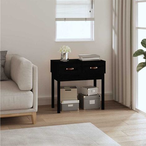 vidaXL Table console Noir 76,5x40x75 cm Bois massif de pin (1/5)