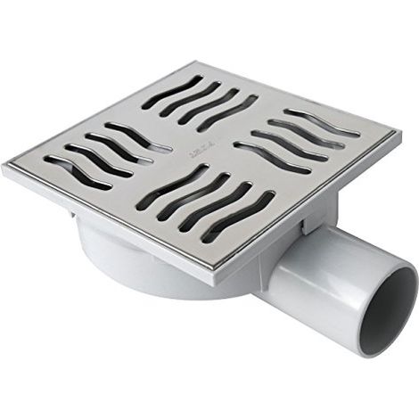 First Plast CHABS15IN Chiusino Sifonato in ABS con Griglia, Argento (Inox), 150x150 mm (1/4)