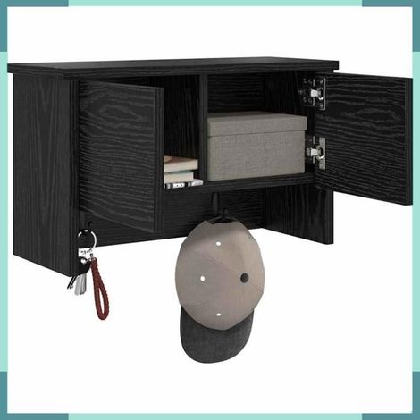874332 Porte-manteau mural avec étagère Chêne noir 50 x 20 x 30 cm (1/5)