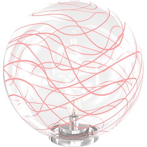 Lampada Scrivania Contemporanea Moon Metallo Cromo Vetro Rosso 1 Luce E27 40Cm (1/4)