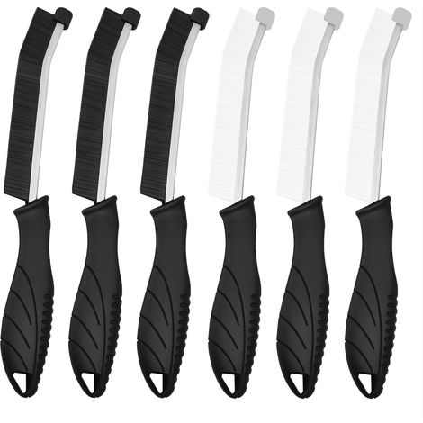 Brosse de Nettoyage des Interstices 6 Pièces Brosse à Joints à Poils Durs pour Nettoyer Les Coins et Fentes pour Carrelage Salle de Bains Cuisine Douche Véhicule (Noir (1/5)