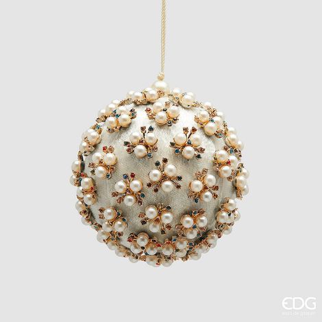 EDG Enzo De Gasperi Addobbo Palla di Natale Elizabeth D 10 Cm White