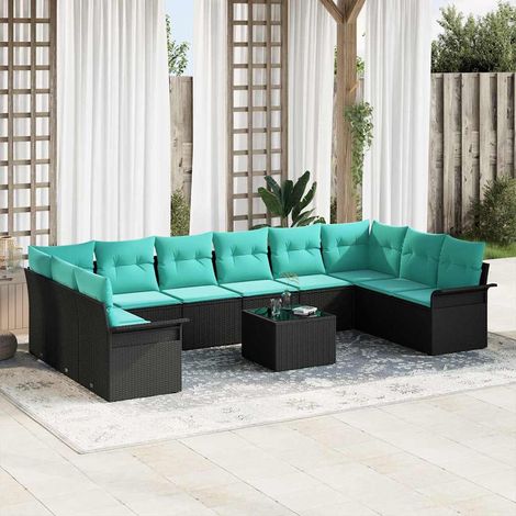 Teenpull – Gartensofa-set 11 Stk. Schwarz Poly-Rattan (1/5)