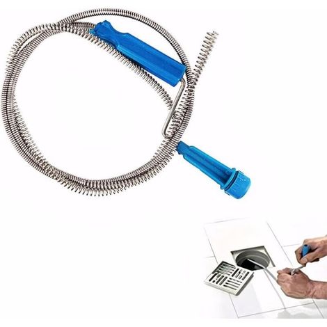 Spirale de nettoyage de tuyaux, 5 m × 5,5 mm, spirale d'écoulement avec pointe de perçage, pour lavabo, baignoire, WC (1/4)