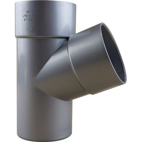 Culotte PVC 67°30 mâle femelle pour tube de descente Ø80 - aspect zinc - First Plast (1/4)