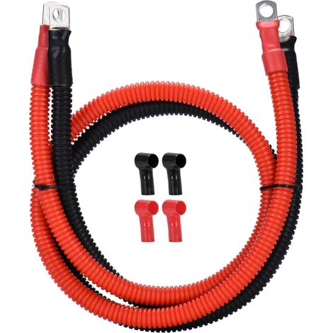 câble de batterie 35mm2 m8 20cm 2 AWG câble en silicone gaine ondulée Câble souple et flexible Résistant à la chaleur (1/5)