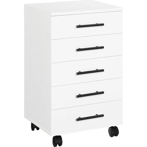 Rollcontainer 5 Schubladen Aktenschrank Bürocontainer Weiß (1/5)