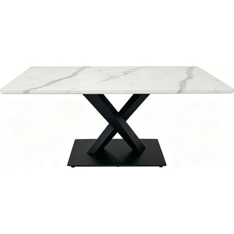 CHICFURN Tavolo da pranzo rettangolare 160x80x75 cm MDF bianco nero (1/5)