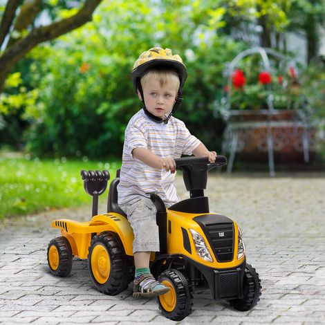 Jaune - Camion jouet pour enfants de 12 à 36 mois avec pelle et remorque intégrées, PP et pelle métallique pour enfants, 91x29x44 cm