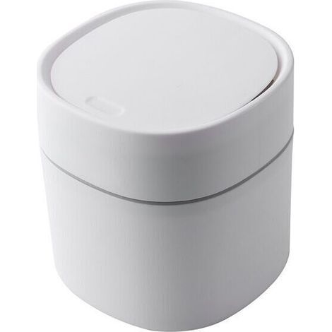 Mini poubelle de bureau avec couvercle en forme de snowboard, idéale pour la maison, la salle de bain, la cuisine ou la chambre. Couleur blanche. (1/5)