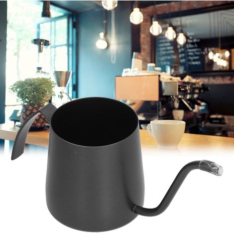 Cafetière en acier inoxydable avec anses convexes, théière à long bec non revêtue, noire, 250 ml (1/5)