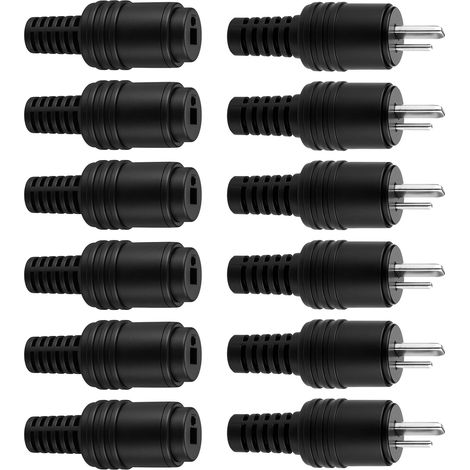 Lot de 12 Fiches/Prises DIN 2 Broches pour Haut-Parleurs avec Bornes à Vis, 6 Paires de Connecteurs Mâles/Femelles pour Câbles de Haut-Parleurs Hi-FI, Montage Audio sans Soudure (1/5)