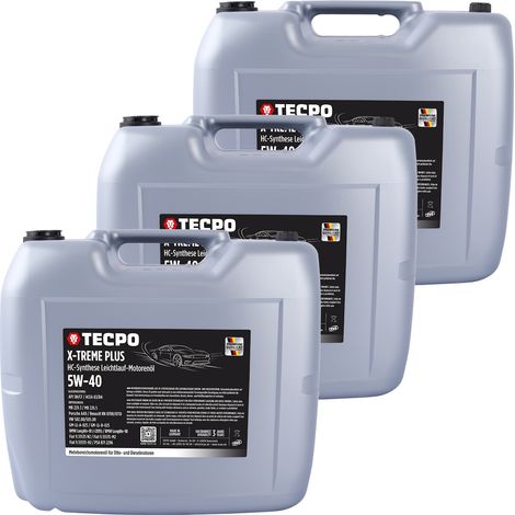 TECPO Motoröl 5W40 Öl X-TREME Plus Öl, 60 Liter 5W-40 Gebinde HC-Synthese für Diesel-und Benzinmotoren entspricht API SN/CF / ACEA A3/B4 / 502/505 / 226.3/226.5 / Longlife 01/98