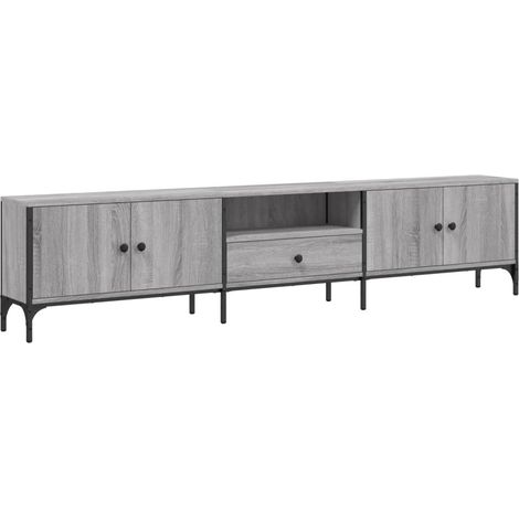 Mobile TV multimediale scaffale per televisione televisione buffet sala da pranzo soggiorno camera da letto con cassetto Sonoma 200 x 25 x 44 cm derivati del legno grigio 020028520