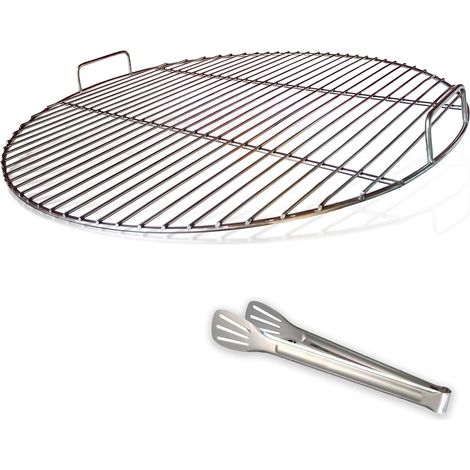 304 Grille de Barbecue Ronde en Acier Inoxydable avec poignée, diamètre 54,5 cm pour Barbecue au Charbon de Bois de 57 cm, avec Pince à Barbecue (1/5)