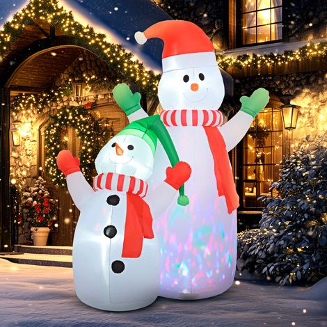 Outsunny – Bonhomme de neige gonflable 240 cm – Lumières LED blanches – Polyester IP44 résistant à l'eau – Décoration extérieure Noël (1/5)