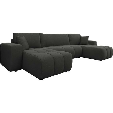 Sofá rinconero Comfivo Laurus II, Velo 636, Función de descanso, Almacenaje, 312x145x82cm, 0