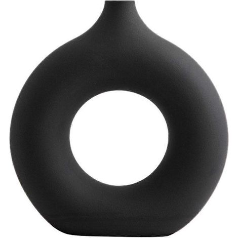Nordische Keramikvase, Raumdekoration, Schwarz, L--