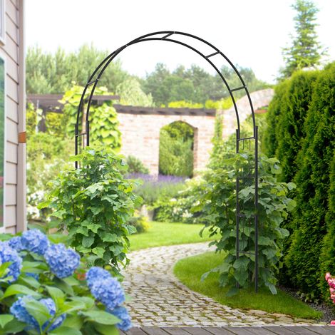 Arco de jardín para plantas trepadoras y decoración, metal negro, 157x40x223cm