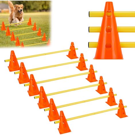 Sports Hurdles Set of 12 Cones + 6 Agility Bars, 23 cm Height, 100 cm Length, Hedge Set for Coordination Training (1/5)