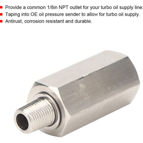 Adaptateur en T pour capteur de pression d'huile 1/8" NPT, accessoires, adaptateur d'alimentation en carburant turbo, connecteur 1/8" NPT (1/5)