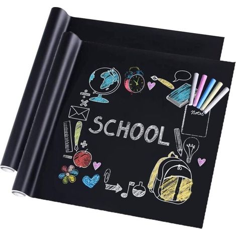 Stickers Tableau Noir Ardoise, 2 Pièces Adhésif Ardoise Effaçable Sticker Autocollant Mural, Tableau Noir Autocollant Repositionnable, Enfants Papier Autoadhésif Tableau Noir, pour école Bureau-Fei Yu (1/5)
