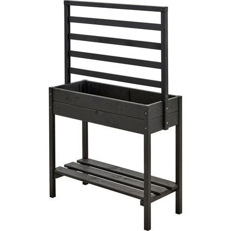 Plus Pflanzkasten auf Beine mit Spalier RAL 9005 Schwarz