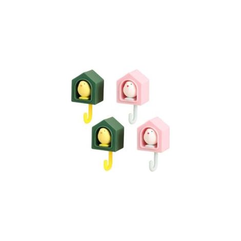 4 ganci adesivi a forma di animali, decorazioni creative in plastica a forma di uccellino, ganci da parete per bambini, ganci per appendere quadri senza forare, per soggiorno, bagno, decorazioni per l