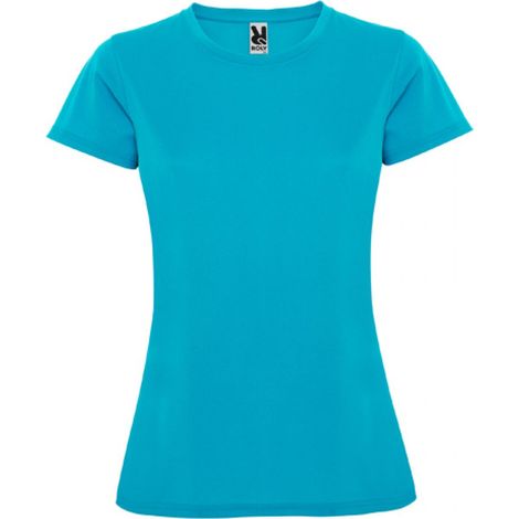 Camiseta técnica entallada manga corta de escote redondo con cubrecosturas MONTECARLO WOMAN ROLY XXL Turquesa