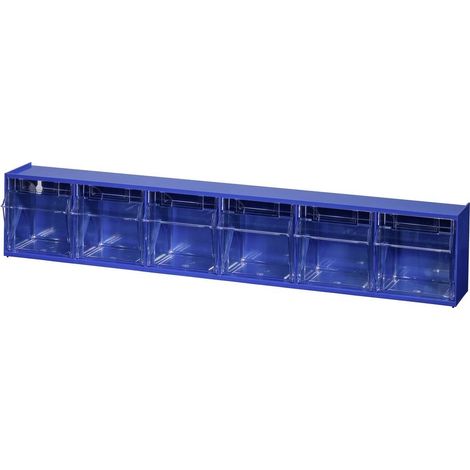 Allit 464440 Cassettiera porta minuteria VarioPlus ProFlip 6 (L x A x P) 600 x 115 x 95 mm Blu, Trasparente 1 pz.