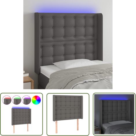 The Living Store Tête de lit à LED Gris 103x16x118/128 cm Similicuir - Tête De Lit Led - Tête De Lit Moderne - Tête De Lit Rembourrée - Tête De Lit Similicuir - Éclairage Led (1/5)