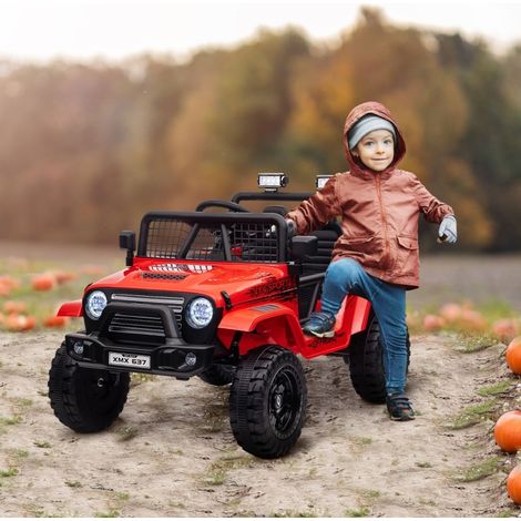 Auto elettrica per bambini 12V con telecomando, LED, 3 velocità, rossa DESVIAE (1/4)