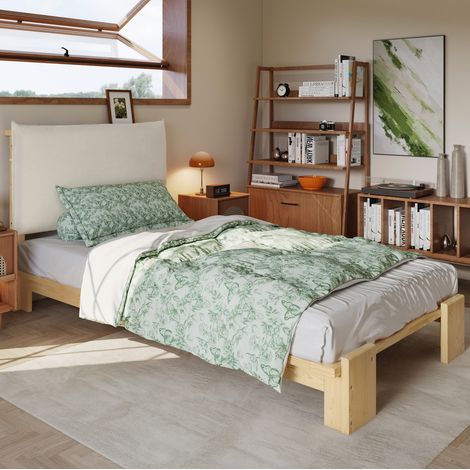 posto letto struttura 90x200 schienale imbottito legno OKMYHOME (1/5)