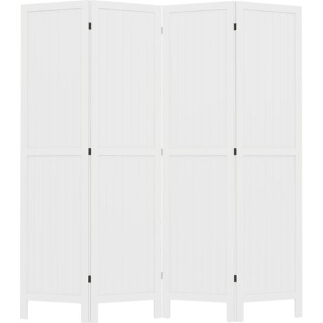 Paravent pliable en bois, 4 panneaux, 160 x 170 cm, blanc