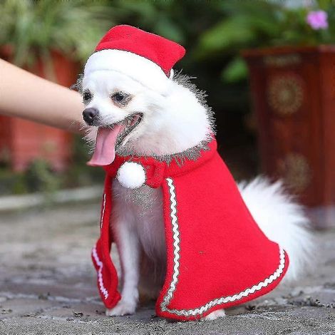 Weihnachtskostüm für Hunde, Weihnachtsmann-Hundekostüm, Weihnachtskostüm für Katzen, Weihnachtskostüme für Haustiere, geeignet für Halloween und Weihnachten (1/2)