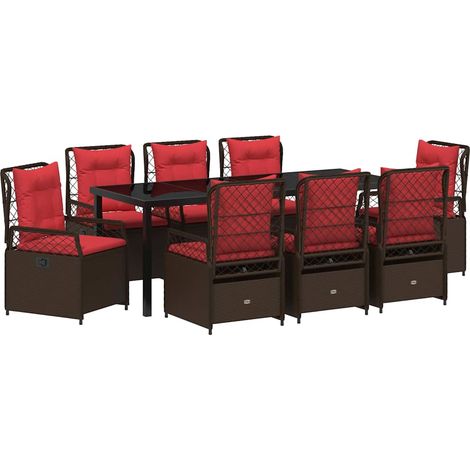 Maison Exclusive - Set da Pranzo per Giardino 9 pcs Marrone polyrattan