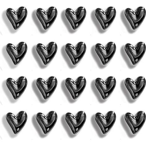 20 cœurs noirs 3D, aimants puissants pour frigo, tableau ou bureau. Idéaux pour photos, notes et décoration magnétique m - 20 Noires (1/5)