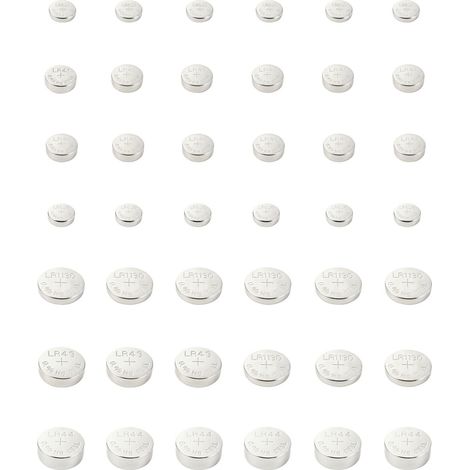 VOLTCRAFT Knopfzellen-Set 6 x AG1, 12 x AG3, 6 x AG4, 9 x AG10, 3 x AG12, 6 x AG13