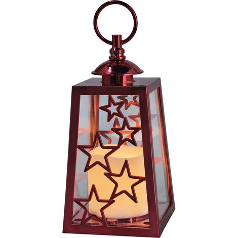 TrendLine LED Laterne 20 cm batteriebetrieben mit Timer warmweiß rot