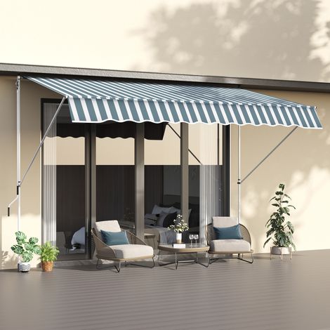 Toldo telescópico manual retráctil, no requiere taladrar, 3 m x 1,5 m, inclinación y altura ajustables.