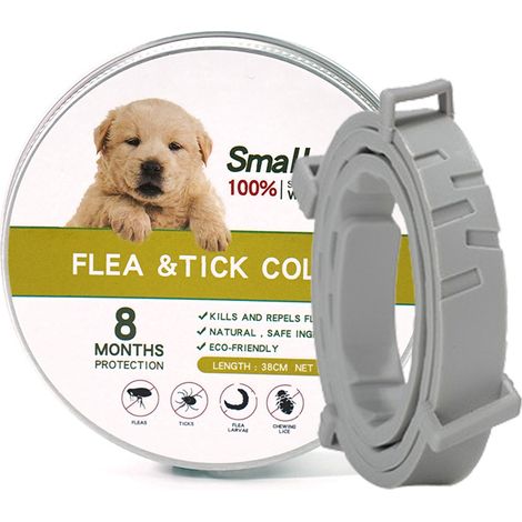 Collier pour chien 1 pièce collier anti-insectes et anti-puces pour chiens (petit chien 18 kg 38 cm, gris) collier anti-insectes et anti-puces (1/2)