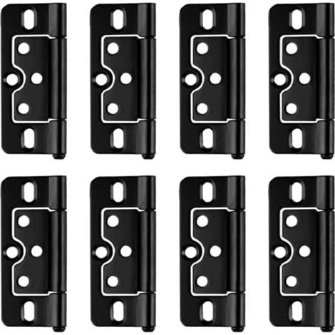 8 Pcs Charnières Pliantes Noires Silencieuses sans Mortaise pour Portes Armoires Fenêtres Intérieures Extérieures (76mm x 35mm)